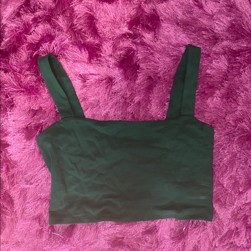 Green Square Neck Crop Top